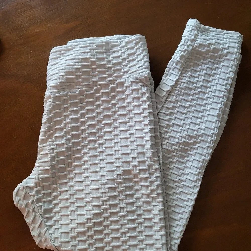 Light Silver High Waisted Butt Lift Honeycomb Leggings